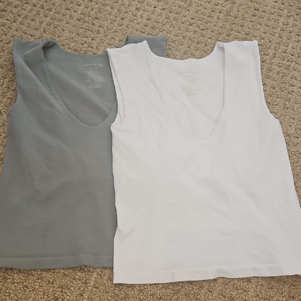 Free People Sage And White Stretchy  Sleeveless Tops with Shelf Bra.